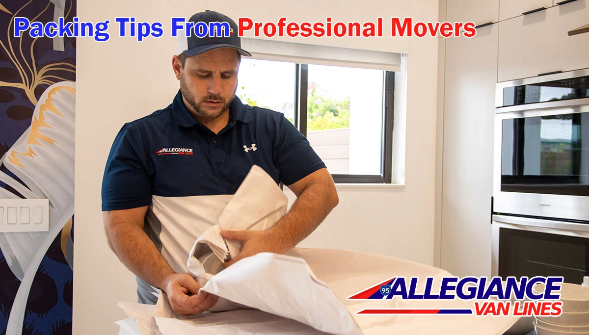 Professional mover wrapping home item